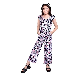 Naughty Ninos Girls Navy Blue Floral Printed