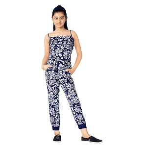 Naughty Ninos Girls Navy Blue Floral Printed