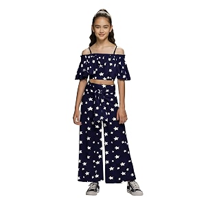 Naughty Ninos Girls Rayon Stars Printed Kurta
