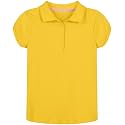 Nautica Girls' School Uniform Short Sleeve Polo Shirt, Button Closure, Soft Pique Fabric