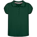 Nautica Girls' School Uniform Short Sleeve Polo Shirt, Button Closure, Soft Pique Fabric