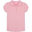 Nautica Girls' School Uniform Short Sleeve Polo Shirt, Button Closure, Soft Pique Fabric