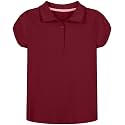Nautica Girls' School Uniform Short Sleeve Polo Shirt, Button Closure, Soft Pique Fabric