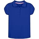 Nautica Girls' School Uniform Short Sleeve Polo Shirt, Button Closure, Soft Pique Fabric