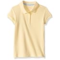 Nautica Girls' School Uniform Short Sleeve Polo Shirt, Button Closure, Soft Pique Fabric