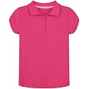Nautica Girls' School Uniform Short Sleeve Polo Shirt, Button Closure, Soft Pique Fabric