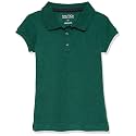Nautica Girls' School Uniform Short Sleeve Polo Shirt, Button Closure, Soft Pique Fabric