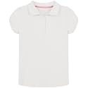 Nautica Girls' School Uniform Short Sleeve Polo Shirt, Button Closure, Soft Pique Fabric
