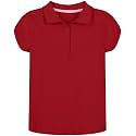 Nautica Girls' School Uniform Short Sleeve Polo Shirt, Button Closure, Soft Pique Fabric