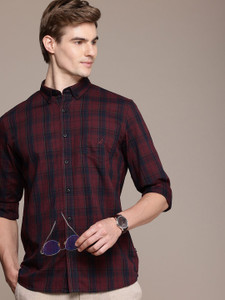 NAUTICA Men Checkered Casual Maroon Shirt