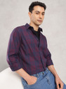 NAUTICA Men Checkered Casual Purple Shirt