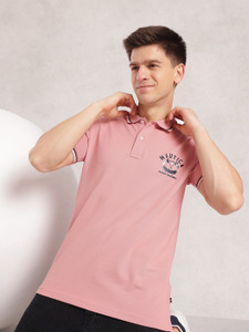 NAUTICA Printed Men Polo Neck Pink T-Shirt