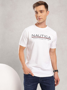 NAUTICA Printed Men Round Neck White T-Shirt