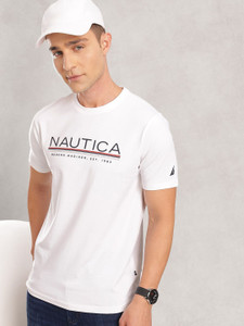 NAUTICA Printed Men Round Neck White T-Shirt