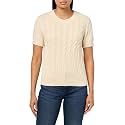 Nautica Women's Short Sleeve Crew Neck Cable Solid Sweater
