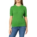 Nautica Women's Short Sleeve Crew Neck Cable Solid Sweater