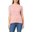 Nautica Women's Short Sleeve Crew Neck Cable Solid Sweater