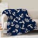 Nautical Anchor Blanket Gifts for Men Boys Dad Women Birthday Christmas Valentine Presents Sea Adventure Ocean Theme Decor Bedroom Living Room Couch Sofa Kids Adults Soft Cozy Throws Navy Blue 60"x50"