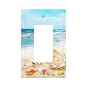 Nautical Beaach Shell Starfish Coastal 1 Gang Outlet Decorator Light Switch Wall Plate Cover Faceplate Decorative Switchplate Rocker/GFCI Outlet Cover