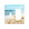 Nautical Beaach Shell Starfish Coastal 2 Gang Single Toggle/Rocker Combination Light Switch Cover Decorative Combo Switch Wall Plate Cover Electrical Faceplate Room Decor