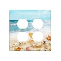 Nautical Beaach Shell Starfish Coastal 2 Gang 2 Duplex Combination Light Switch Cover Decorative Combo Dual Device Receptacle Switch Face Wall Plate