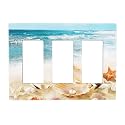 Nautical Beaach Shell Starfish Coastal 3 Gang Triple Rocker/Decorator Light Switch Wall Plate Cover Decorative GFCI Electrical Faceplate Switchplate Dimmer