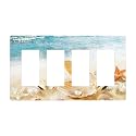 Nautical Beaach Shell Starfish Coastal 4 Gang Quad Rocker/GFCI/Decorator Light Switch Cover Plate Decorative Electric Quadruple Faceplate Switchplate Screwless