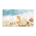 Nautical Beaach Shell Starfish Coastal Decorative 4 Gang Quad Toggle Light Switch Cover Plate Decorative Electric Quadruple Device Faceplate Switchplate Screwless