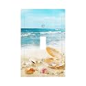 Nautical Beaach Shell Starfish Coastal Decorative 1 Gang Light Switch Cover Single Toggle Switch Wall Plate Cover Electrical Switchplate Faceplat Room Decor