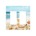 Nautical Beaach Shell Starfish Coastal Decorative 2 Gang Double GFCI Decorator Rocker Light Switch Cover Outlet Wall Plate Electrical Faceplate Screwless
