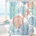 Nautical Coastal Beach Ocean Theme Shower Curtains for Bathroom, 72x72