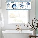 Nautical Coastal Valance Curtains for Windows, Sheer Rod Pocket 42x12 in