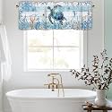 Nautical Coastal Valances for Windows, Rod Pocket Sheer Curtain 42x12 in