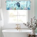 Nautical Coastal Window Valance, Short Rod Pocket Curtain 42x12 in