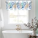 Nautical Coastal Window Valance, Short Rod Pocket Curtain 54x18 in