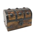 Nautical Cove Treasure Chest Keepsake and Decorative Wood Box (Medium 6.5x4.5x4.5) - Storage Box, Wooden Box with Hinged Lid, Rustic Storage, Pirate Storage Box, Vintage Wooden Chest
