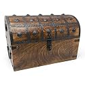 Nautical Cove Treasure Chest Keepsake and Decorative Wood Box (XX-Large 13x8x8.75) - Storage Box, Wooden Box with Hinged Lid, Rustic Storage, Pirate Storage Box, Vintage Wooden Chest