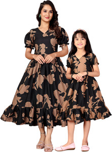 Nautiful Printed Mother Daughter Dress Twinning