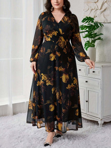 Nautiful Women Wrap Black Yellow Maxi Full