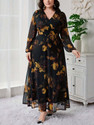 Nautiful Women Wrap Black Yellow MaxiFull Length
