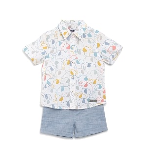 Nautinati Boys Printed Collared Shirt with Shorts