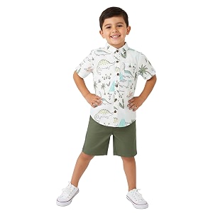 Nautinati Boys Printed Collared Shirt with Shorts