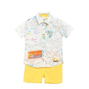 Nautinati Boys Printed Collared Shirt with Shorts