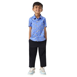 Nautinati Boys Printed Collared Shirt with Shorts