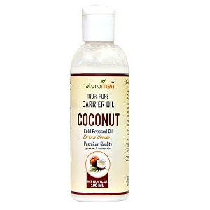 naturoman cold pressed coconut oil  suitable for all skin types  sulphate amp paraben free  for skin hair face body amp massage  nourishes amp hydrates  pack of 1  100 ml