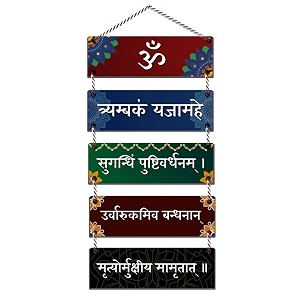 navadey maha mrityunjaya mantra wooden wall hanging  hangerornament for home entrance living room amp temple decor living room home entrance office amp decoration