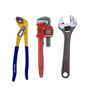 naveen kit of 3 tools plumbing kit contains 10 inch water pump plier 10 inch pipe wrench 8 inch adjustable wrench multipurpose tool set for plumber tools plumbing tool kit