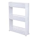 NAVRANG 3 Layer White Slim Multipurpose Freestanding, Tiered Shelf Kitchen Storage Slim Rack With Wheels For Home, Office, Bedroom And Bathroom Plastic Stand (3 Layer, White)