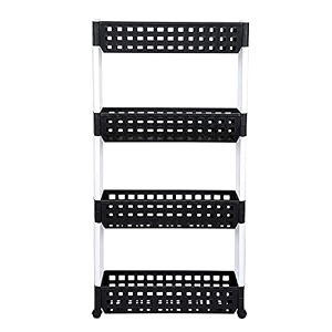 navrang 4 layer multipurpose kitchen storage slim rack with wheels for home office bedroom and bathroom 4 shelf black amp white