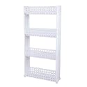 NAVRANG 4 Layer Multipurpose Kitchen Storage Slim Rack with Wheels for Home, Office, Bedroom and Bathroom (4 Shelf, White)